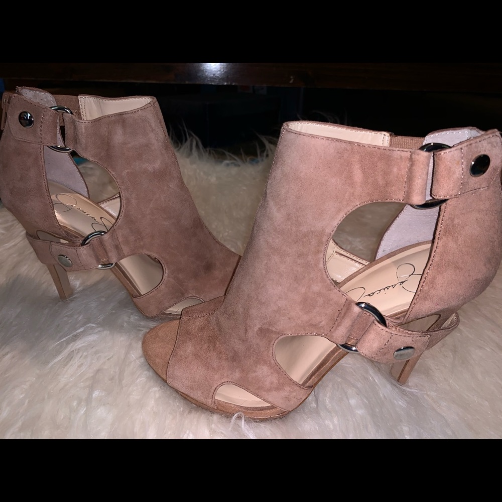 Suede Peep Toe Booties
